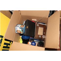 BOX WITH PICTURE FRAMES, HAIR CARE PRODUCTS AND