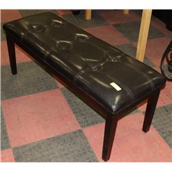 BROWN LEATHERETTE BENCH (49"X18"X20.5").