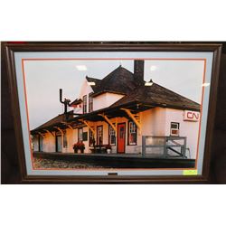 FORT SASK CN RAILWAY STATION PHOTO FRAMED & MATTED