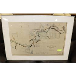 FRAMED MAP "PLAN OF EDMONTON NWT 1883" DEPT OF