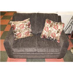 NEW CHARCOAL GREY FABRIC 54" LOVE SEAT WITH
