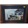 Image 1 : NAVY BLUE FRAME & BLUE MATTING FLORAL SCENE &