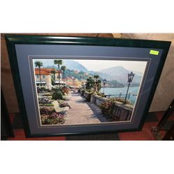 GREEN FRAME & BLUE MATTED COBBLE STONE WITH TWO