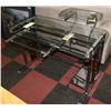 Image 1 : GLASS COMPUTER TABLE WITH PULL OUT SHELF.