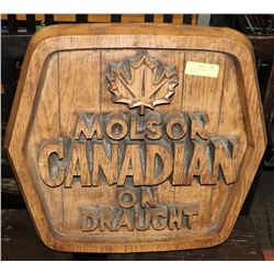 VINTAGE MOLSON WOOD ADVERTISING.