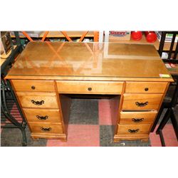 MAPLE DESK WITH GLASSTOP, 43.5"X20"X30.5"