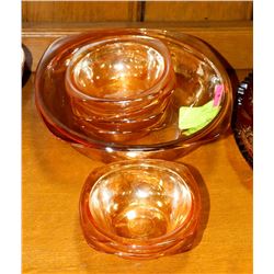 5 PIECE LUSTERWARE GOLD SALAD BOWL SET.
