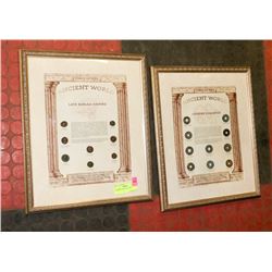 2 FRAMES WITH OLD COINS