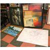 Image 1 : 4 PAINTINGS, 1 BLACK FRAME