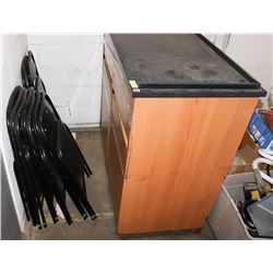 COMMERCIAL 2 DOOR BIN SOLD WITH 9 FOLDING CHAIRS