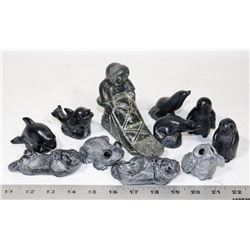 11 SOAPSTONE CARVINGS.