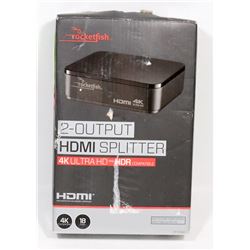 NEW ROCKETFISH 4K ULTRA HD 2 OUT HDMI SPLITTER