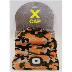 NEW ULTRA BRIGHT LED HEADLIGHT TOQUE (ORANGE CAMO)