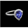 2.20 ctw Tanzanite and Diamond Ring - 14KT White Gold