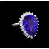14KT White Gold GIA Certified 16.98 ctw Tanzanite and Diamond Ring