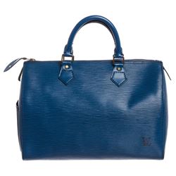 Louis Vuitton Blue Epi Leather Speedy 35 Bag