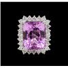 Image 2 : 15.37 ctw Kunzite and Diamond Ring - 14KT White Gold