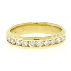 18k Yellow Gold 0.33 ctw 11 Channel Round Brilliant Cut Diamond Band Ring