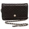 Image 1 : Chanel Black Quilted Leather Wallet On Chain WOC Bag