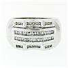 Image 3 : Large Mens 14K White Gold .90 ctw Round & Baguette Diamond  Channel Band Ring