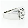 Image 4 : Large Mens 14K White Gold .90 ctw Round & Baguette Diamond  Channel Band Ring