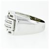 Image 5 : Large Mens 14K White Gold .90 ctw Round & Baguette Diamond  Channel Band Ring