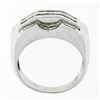 Image 7 : Large Mens 14K White Gold .90 ctw Round & Baguette Diamond  Channel Band Ring