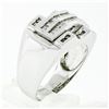 Image 8 : Large Mens 14K White Gold .90 ctw Round & Baguette Diamond  Channel Band Ring