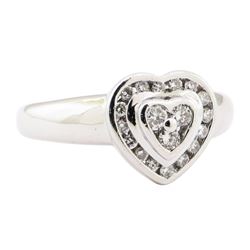 0.25 ctw Diamond Heart Shaped Motif Ring - 18KT White Gold