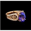 Image 1 : 14KT Rose Gold 3.82 ctw Tanzanite and Diamond Ring