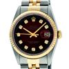 Rolex Mens 2 Tone 14K Red Vignette Diamond 36MM Datejust Wriswatch