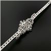 Image 7 : 18K White Gold 5.26 ctw Round Marquise Diamond Textured Box Link Bracelet