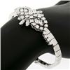 Image 8 : 18K White Gold 5.26 ctw Round Marquise Diamond Textured Box Link Bracelet