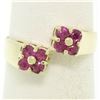 Image 1 : 14K Yellow Gold 0.60 ctw Dual 4 Blood Red Ruby Cluster Bypass Ring
