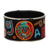 Image 1 : Hermes Black Multicolor Enamel Extra Wide Tohu Bohu Bangle Bracelet