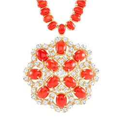 58.51ct Coral & diamond Necklace/Pendant