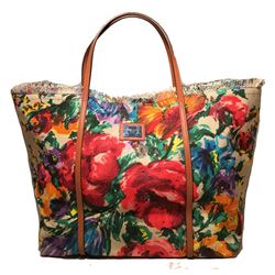 Dolce and Gabbana Floral Print XL Canvas Tote Weekend Bag