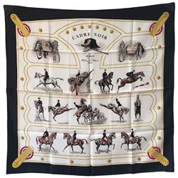 Hermes Vintage Cadre Noir Silk Scarf c1960
