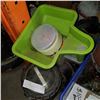 Image 2 : JACUZZI PUMP, SEED SPREADER, HOSE FITTINGS, AND BOX OF SHOP SUPPLIES