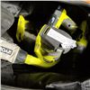Image 2 : RYOBI CORDLESS DRILL, IMPACT GUN, PALM SANDER, FLASH LIGHT, 2 BATTERIES, NO CHARGER - TESTED AND WOR