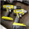 Image 2 : 2 RYOBI CORDLESS DRILLS W/ CHARGES AND BATTERIES - TESTED AND WORKING