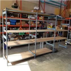 THREE SECTIONS METAL GREY SECTIONAL SHELVING WITH SHELVES