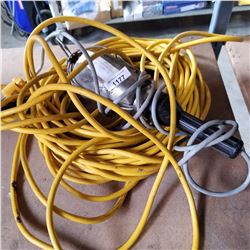 APPROX 80 FOOT EXTENSION CORD AND TROUBLE LIGHT EXTENSION CORD