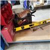 Image 1 : FAT MAX LEVEL AND STAINLESS HANGER AND TOTE OF SHOP SUPPLIES