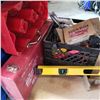 Image 2 : FAT MAX LEVEL AND STAINLESS HANGER AND TOTE OF SHOP SUPPLIES
