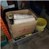 Image 1 : 2 TOTES AND BOX OF SHOP SUPPLIES