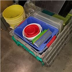 LOT OF PLASTIC TOTES AND BINS