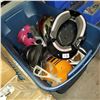 Image 1 : LARGE BLUE TOTE OF SPORTS EQUIPTMENT