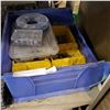 Image 1 : BLUE PARTS BIN W/ 7 YELLOW BINS W/ CONTENTS ETC