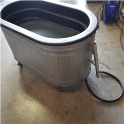 ROLLING GALVANIZED TUB W/ DISPLAY INSERT